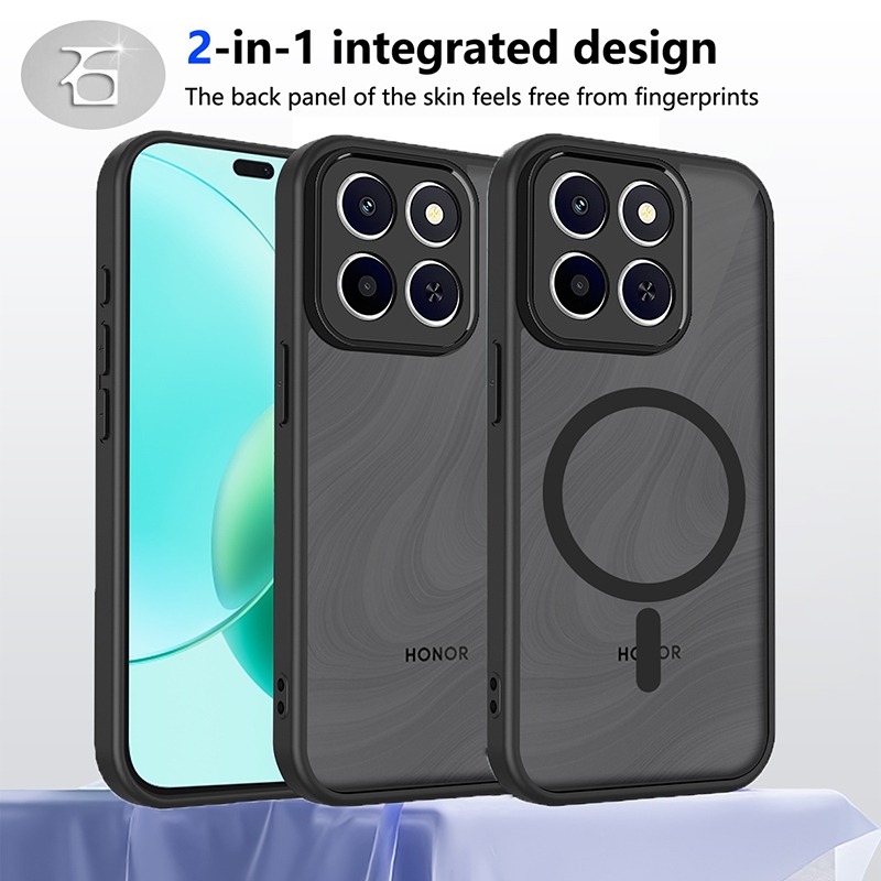 Hard Case สําหรับ Honor X7d X5c Plus X8d X8c X7c X6c X9d X9c Magnetic Coil Frosted โปร่งใสผิวรู้สึกอะคริลิคโทรศัพท์กลับ