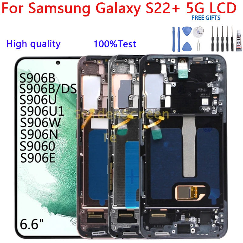 SAMSUNG สําหรับSamsung Galaxy S22 + 5G SM-S906B S906B/DS S906U S906N S906E S906E/DSจอแสดงผลLCD Touch