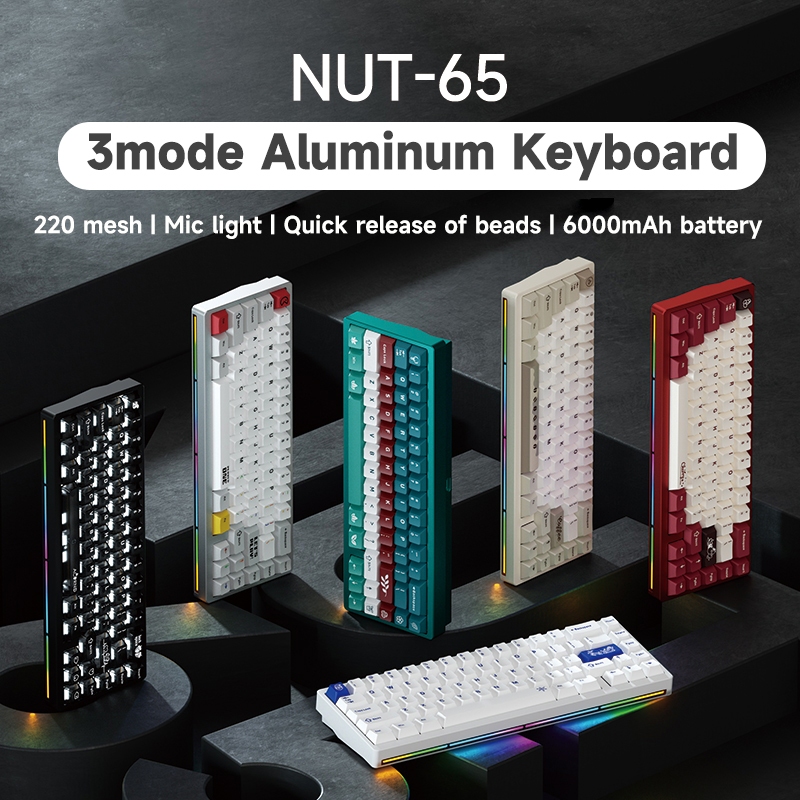 WEIKA Nut65 อลูมิเนียมคีย์บอร์ดไร้สายคีย์บอร์ดแบบกําหนดเอง 65% บลูทูธแบบมีสาย 2.4g รองรับ VIA
