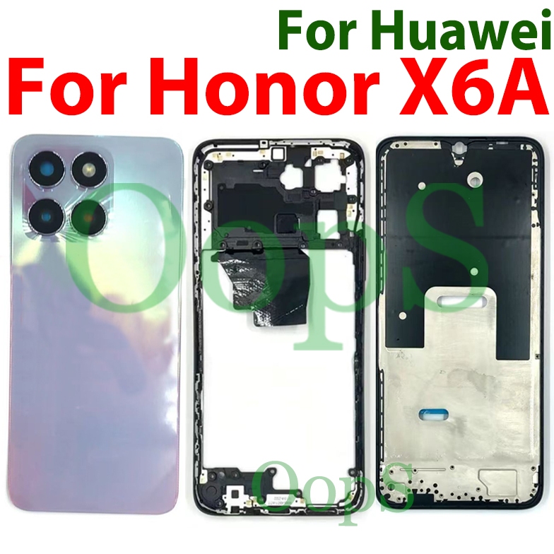 สําหรับ Honor X6A ฝาหลังแบตเตอรี่พร้อมปุ่มกรอบกลางกรอบเลนส์กล้อง LCD กรอบด้านหน้าเต็มรูปแบบ WDY-LX1 