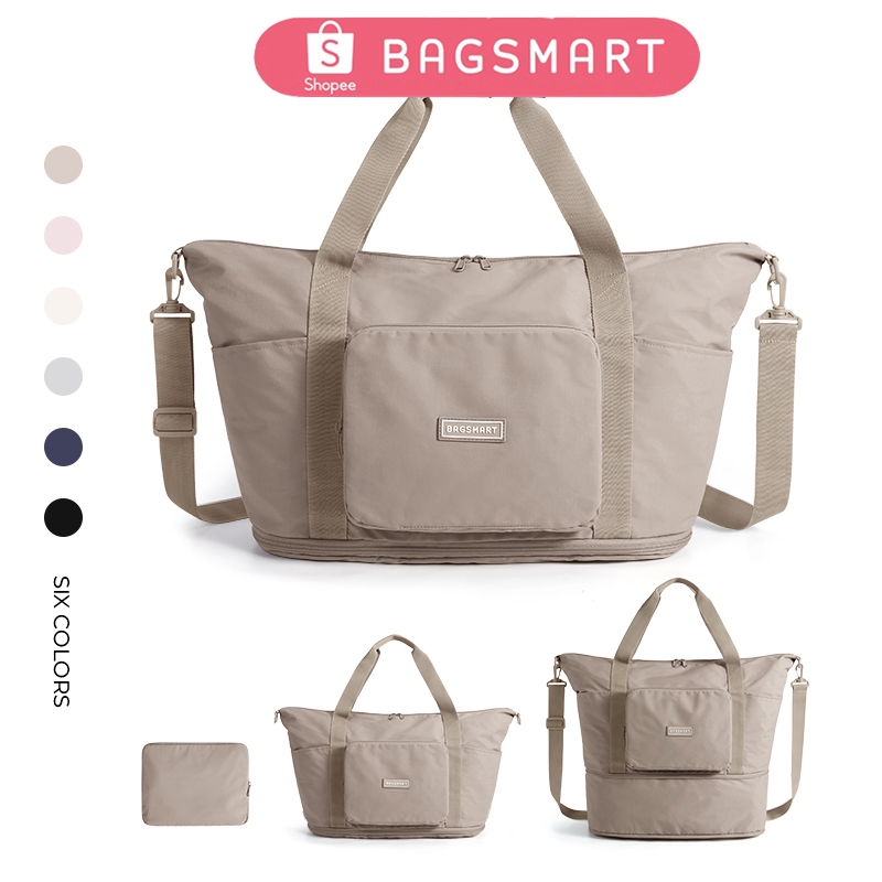 BAGSMART กระเป๋าเดินทางแบบพับได้ กระเป๋า Duffle ขยาย Weekender น้ําหนักเบาข้ามคื