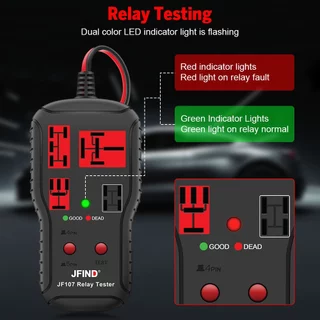 【สินค้าสปอตของไทย】12V & 24V Universal Car Motor Truck Relay Tester 4Pin 5Pin ยานยนต์รีเลย์เครื่องมือวินิจฉัยพร้อมคลิป LED ไฟแสดงสถานะ JFIND JF107