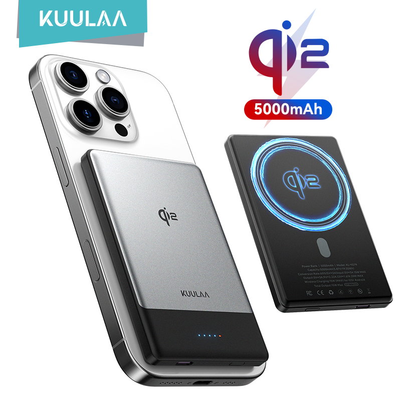 KUULAA Qi2 5000mAh PD20W แม่เหล็กไร้สาย PowerBack สําหรับ iPhone 12-17 Pro Max Android