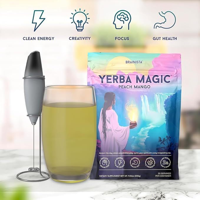 ✨Yerba Magic - Yerba Mate ผงชาละลายทันที, เครื่องดื่ม 3 ใน 1 ซุปเปอร์ - ทําความสะอาดพลังงาน หมอกสมอง