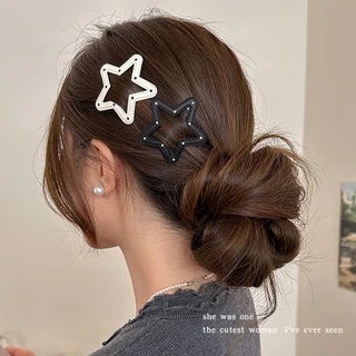 กิ๊บติดผมหนังลายจุด สีดำสีขาวยามหวานเย็น สำหรับวัยรุ่นและแฟชั่นยุคใหม่