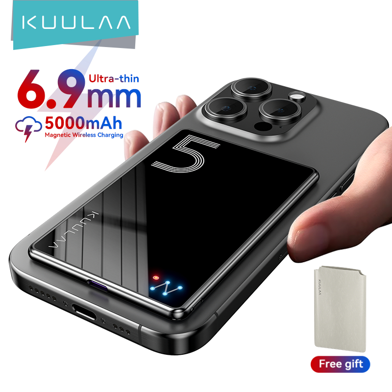 KUULAA 5000mAh แบตเตอรี่Backup ไร้สาย แบบแม่เหล็ก PD20W 充電รวดเร็ว PowerBank ใช้กับ iPhone12-17ProMax