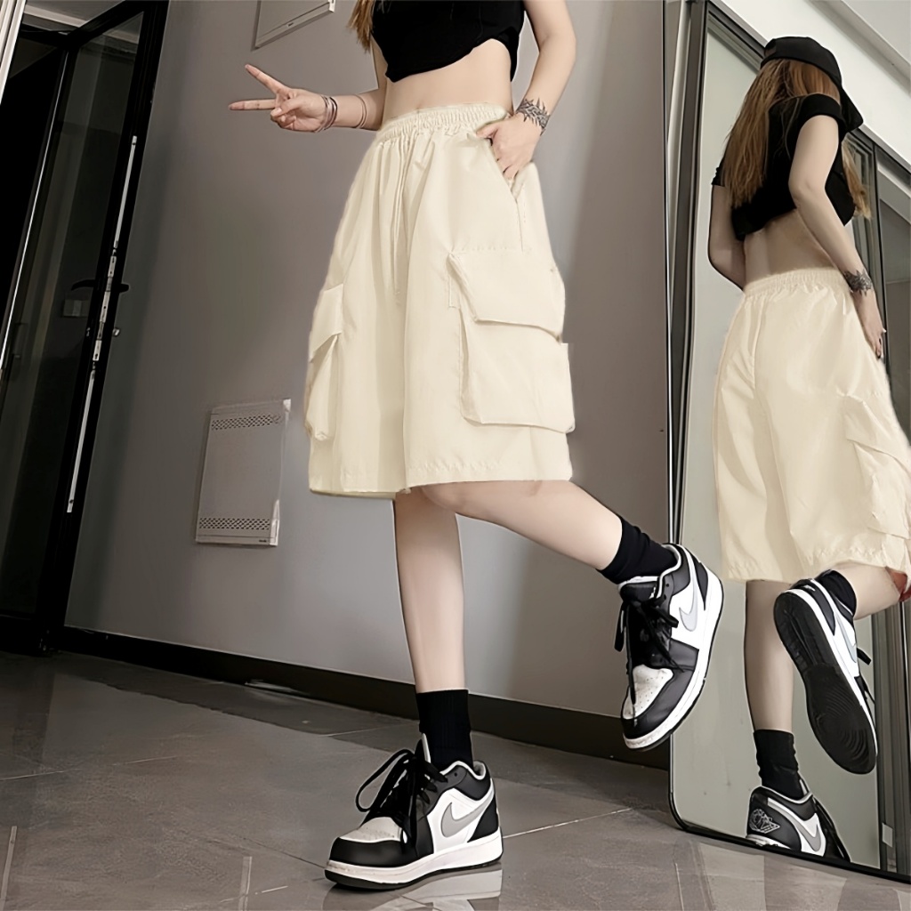 กางเกง cargo ทรง palazzo ไซส์ S-5XL สำหรับผู้หญิง สไตล์อเมริกัน ดีไซน์ casual และ.streetwear