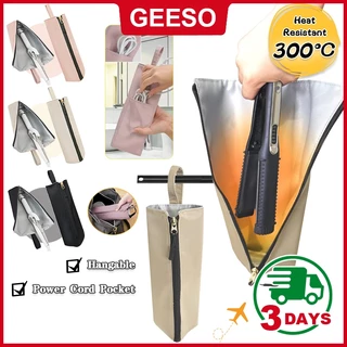 GEESO ซองเก็บไดร์ม้วน ไดร์หนีบ สำหรับช่างแต่งหน้า ช่างทำผม กระเป๋าเก็บเครื่องมือทําผม Hair Straightener Storage Pouch Heat-Resistant High Temperature Curling Iron Bag 卷发棒收纳包