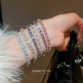 DREYEW เพทายแฟลชซุปเปอร์สี่เหลี่ยม สร้อยข้อมือเครื่องประดับท…