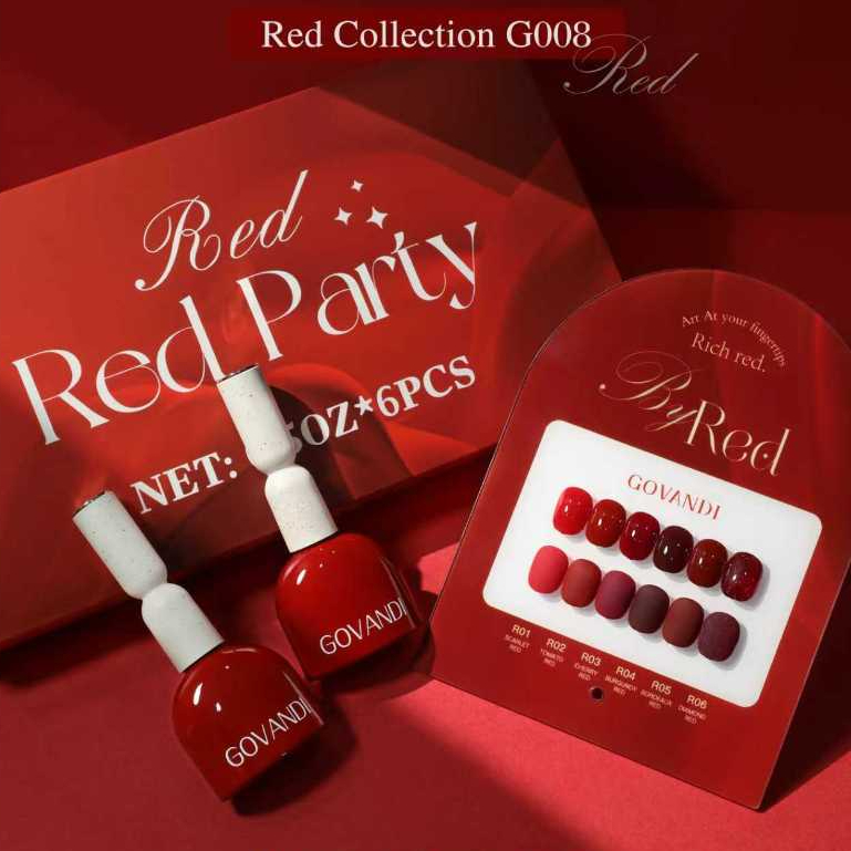 พร้อมส่ง สีเจล GOVANDI G08/G09/ G10/G011 สีเจลไซรัป  สีเจลเซ็ตสีแดง   สีแดงลูกแก้ว แถมชาร์ตสำเร็จรูป - รูปที่ 5