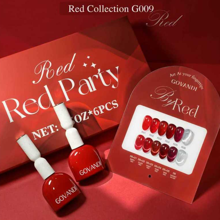 พร้อมส่ง สีเจล GOVANDI G08/G09/ G10/G011 สีเจลไซรัป  สีเจลเซ็ตสีแดง   สีแดงลูกแก้ว แถมชาร์ตสำเร็จรูป - รูปที่ 6