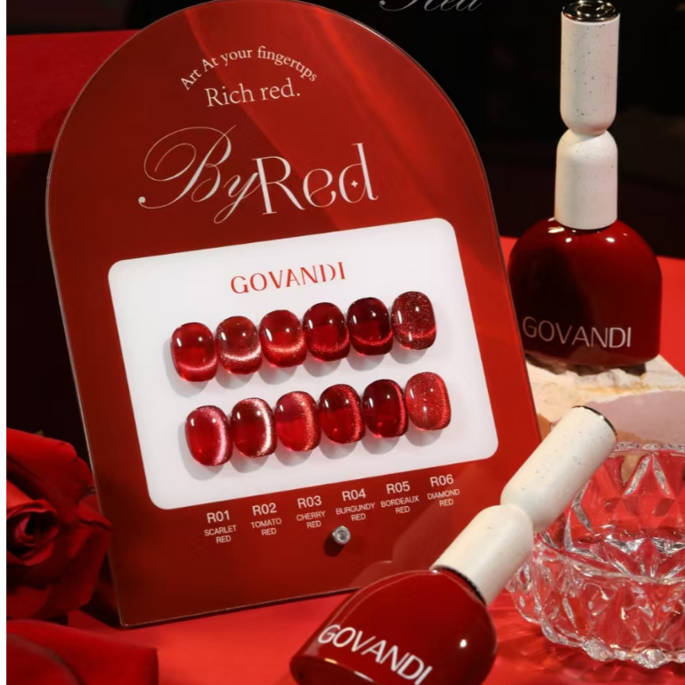 พร้อมส่ง สีเจล GOVANDI G08/G09/ G10/G011 สีเจลไซรัป  สีเจลเซ็ตสีแดง   สีแดงลูกแก้ว แถมชาร์ตสำเร็จรูป - รูปที่ 7