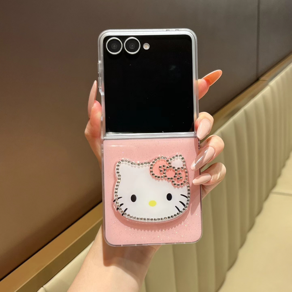 Samsung Z Flip3 4 5 6 7 7FE เคสโทรศัพท์อีพ็อกซี่ Glitter Diamond KT หน้าจอพับ zflip7 เคส Rhinestone 