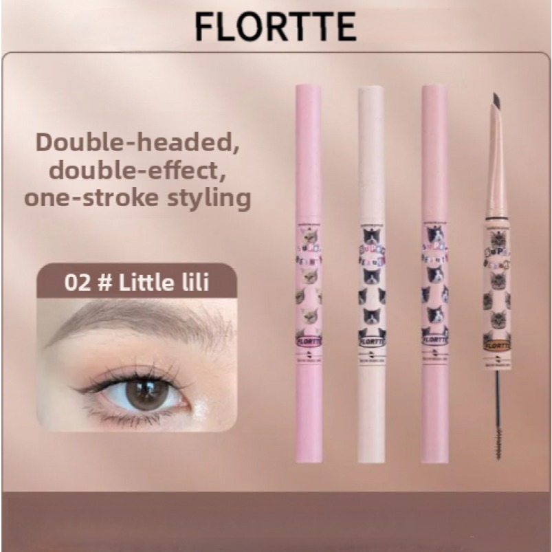 FLORTTE Double-Headed Eyebrow Pencil Blade Dyeing Cream Long-Lasting กันน้ําและกันเหงื่อ