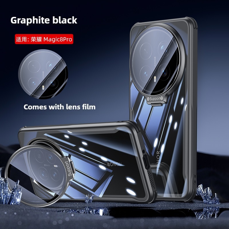 สําหรับ Huawei Honor Magic 7 8 Magic 7 8 Pro กรณี TPU โปร่งใสสี่มุมถุงลมนิรภัย anti fall protection ฝาหลังสําหรับ Honor 300 Pro พร้อมเลนส์ผู้ถือโทรศัพท์