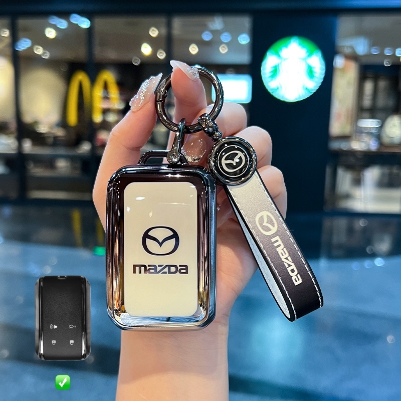 [คลังสินค้าพร้อม] ฝาครอบกุญแจรถสําหรับ Mazda EZ60 EZ6 2025 2024 2026 Gradient TPU สีดําและสีขาว