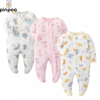 Pinpoo เด็กสาวแขนยาวซิปชุดนอนกบชุดผ้าฝ้าย Romper ชุดบอดี้สูท…