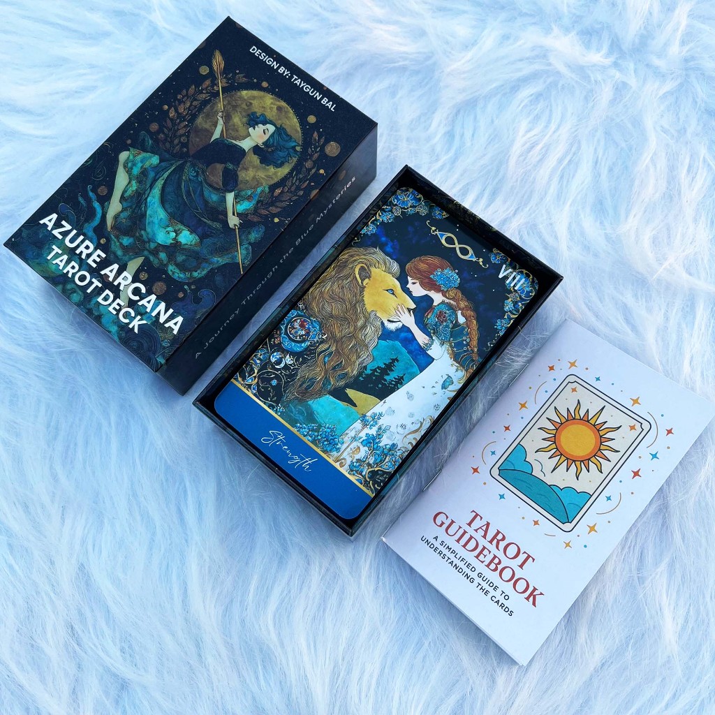 ชุดไพ่ทาโรต์ Azure Arcana, 78 การ์ด 13x8 ซม., รวมคําแนะนํากระดาษ, เหมาะสําหรับผู้เริ่มต้นใหม่การ์ดสอนทํานายเกม - รูปที่ 4