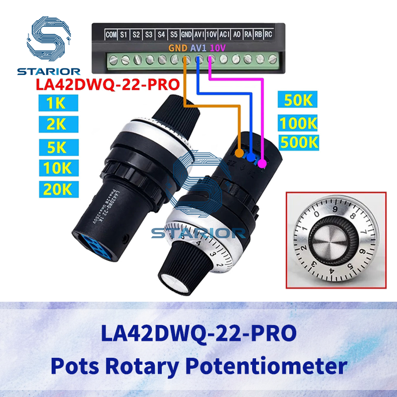 1 PCS LA42DWQ-22-Pro 1K 2K 5K 10K 20K 50K 100k 200k 500K 22mm เส้นผ่านศูนย์กลางหม้อโรตารี่ Potentiom