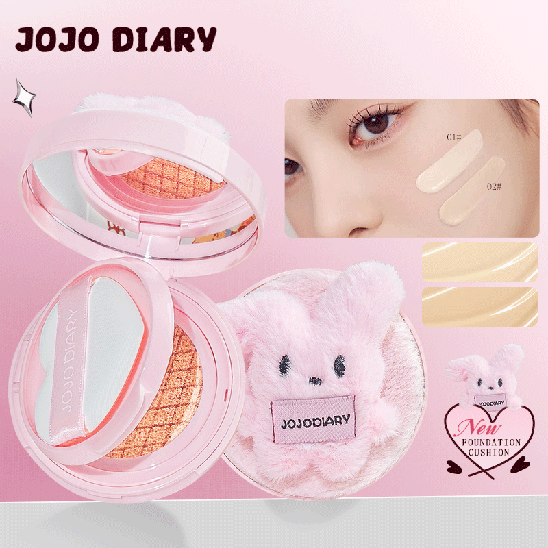Rabbit-Decoated Cushion Compact Foundation JOJO DIARY 13g - Natural Brighten Lightweight Full Covera
