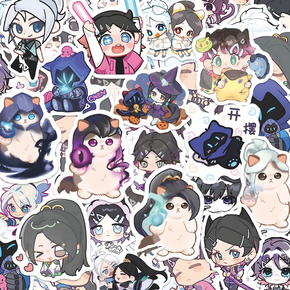 60PCS น่ารัก Valorant สติกเกอร์เกมกันน้ํา DIY แฟชั่นโน้ตบุ๊ค Doodle Decals สติกเกอร์