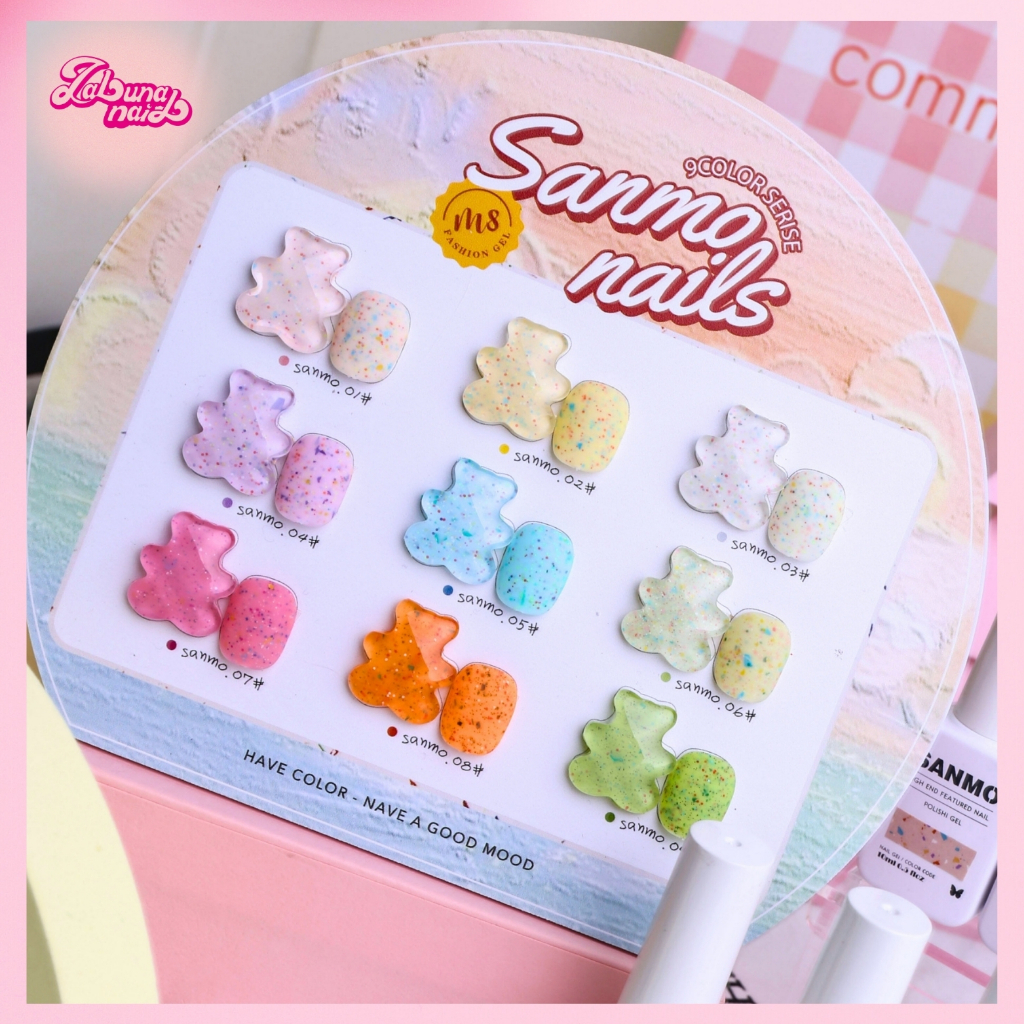 【พร้อมส่ง】Sanmo 9 สี ชุดยาทาเล็บเจล M8 กาวยาทาเล็บเปลือกไข่สี กาวยาทาเล็บเลื่อม หนึ่งขวดหนึ่งสี ฟรีกระดานสี
