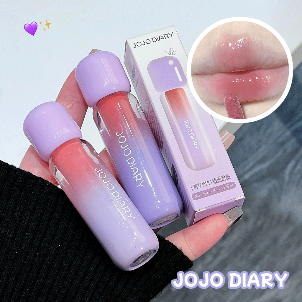 JOJO DIARY Glossy Lip Glaze - Lightweight Watery Plump Glass Lips Long Lasting Non-stick Low Saturat