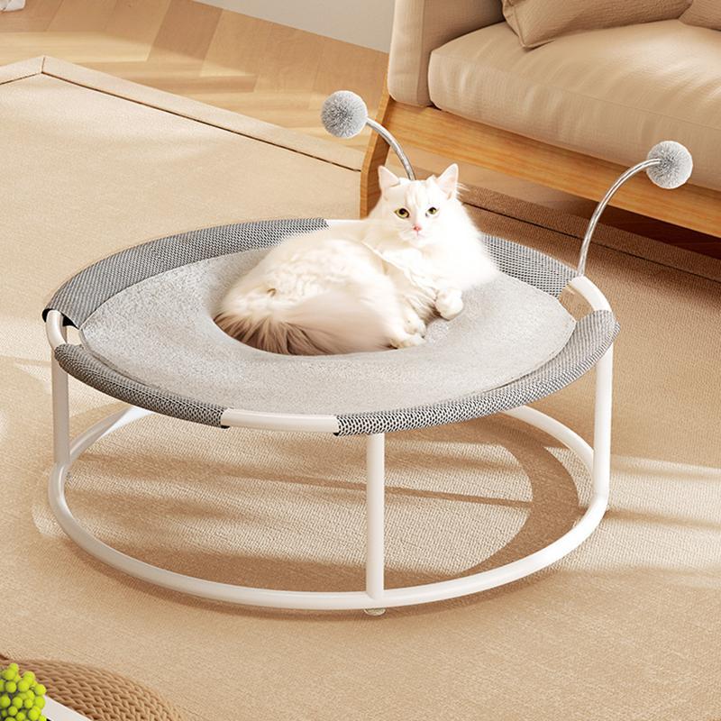 ที่นอนสัตว์เลี้ยง เปลนอน เหล็ก ทรงกลม พร้อมลูกบอล ซักล้างได้ เหมาะกับสี่ฤดูกาล สําหรับแมว สุนัข