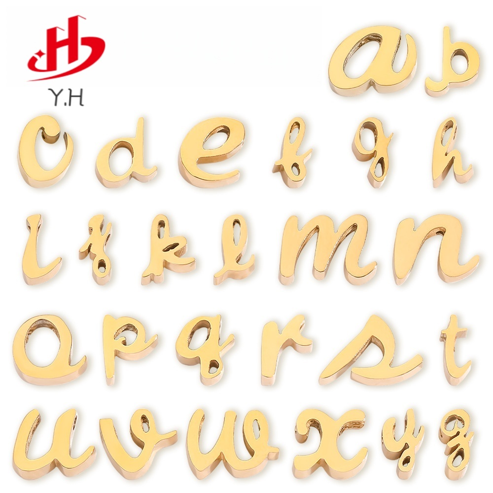 ⭐Y.H⭐ น่ารัก 14K 26 ตัวอักษรภาษาอังกฤษ สีทอง จี้สแตนเลส