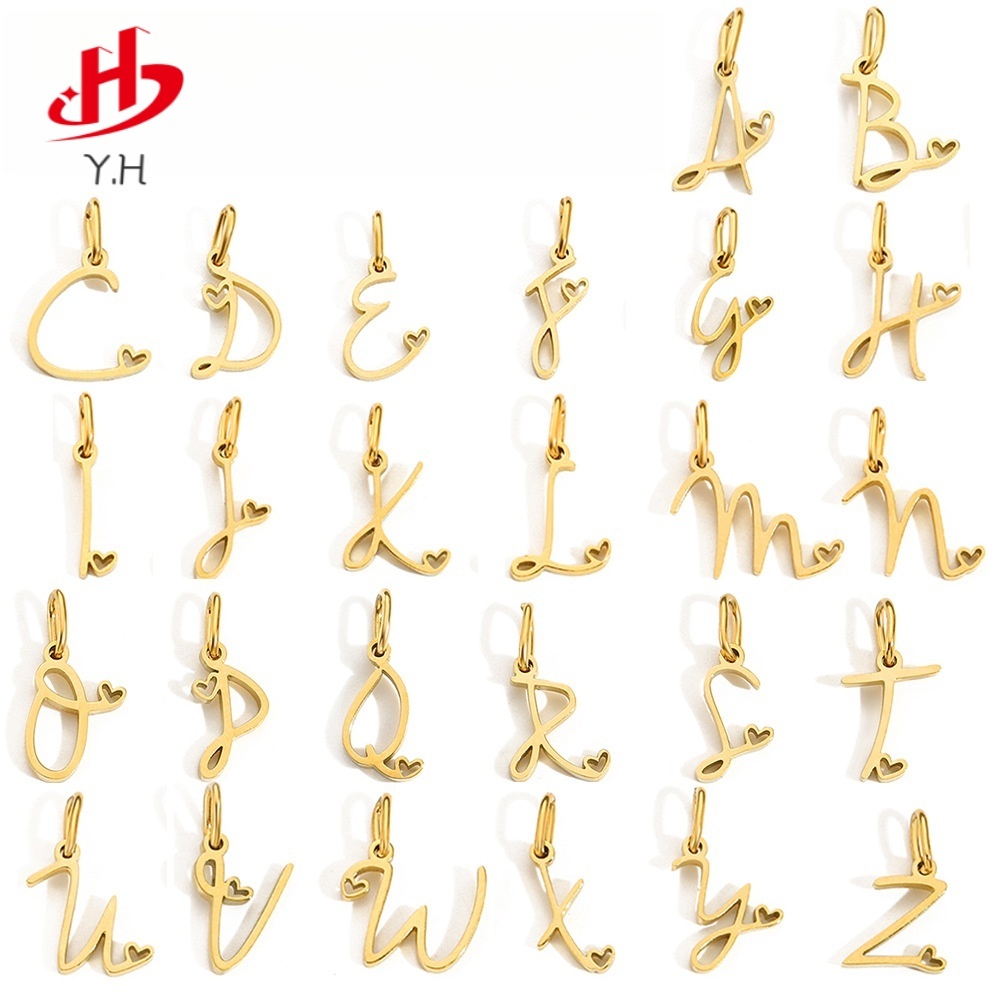 ⭐Y.H⭐ บุคลิกภาพ 14K 26 ตัวอักษรภาษาอังกฤษ สีทอง จี้สแตนเลส