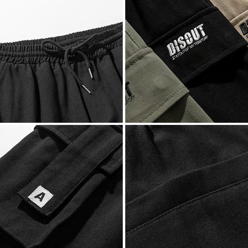 กางเกงขาสั้นชาย มีเข็มขัดยืดหยุ่น กางเกงเวิร์กแวร์ทรงหลวมมีกระเป๋าหลายใบ รูปทรงสวยงาม มีหลายสี - รูปที่ 7