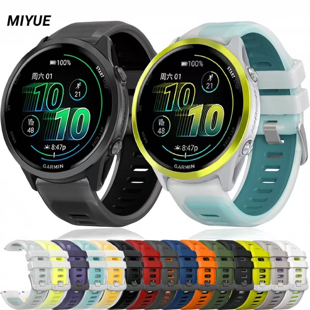 22 มม.สําหรับผู้เบิกทาง Garmin 570/265/255 สร้อยข้อมือซิลิโคนสีเยลลี่สําหรับ Garmin Vivoactive 5/4/3/Venu 3/2 สายรัดข้อมือทดแทน