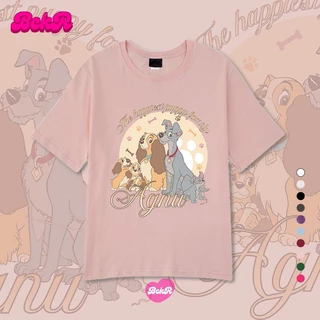BCKR🎀cotton 100% ดีไซน์เก๋ ลายน้องหมา ชุดหน้าร้อน เสื้อผญ เสื้อ🐕oversize คอกลม ใส่สบาย เสื้YG1466