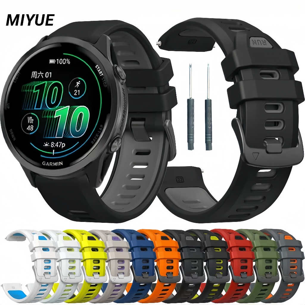 สองสีสําหรับผู้เบิกทาง Garmin 970/965/955/945 สร้อยข้อมือซิลิโคนเครื่องมือ + พินสําหรับผู้เบิกทาง Garmin 935 สายรัดข้อมือทดแทน