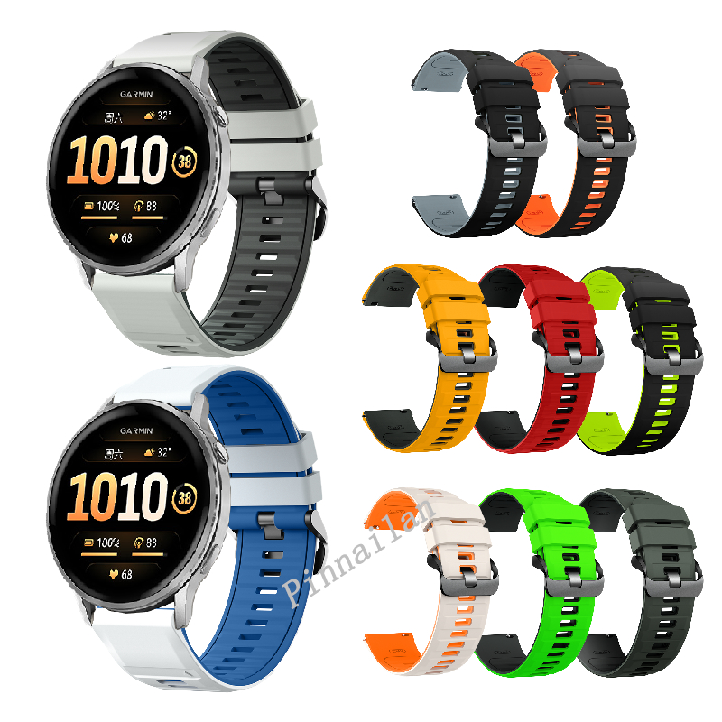 สําหรับ Garmin Venu 4 45 มม.สายคล้องคอซิลิโคนทูโทน Sporty ยางนุ่ม 22 มม. WatchBand