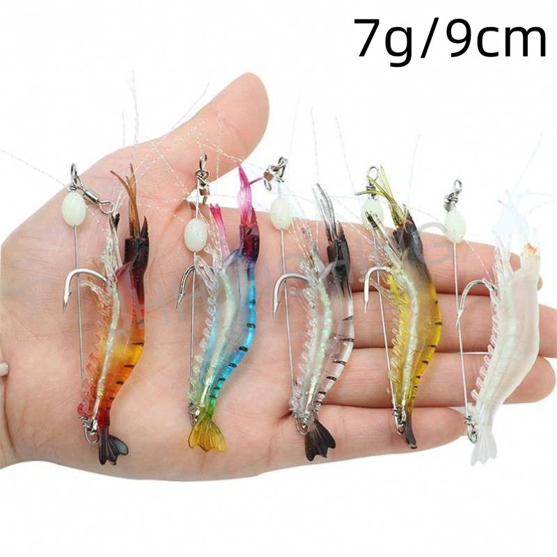 กุ้งจำลองอ่อนนุ่มพร้อมลูกปัดส่องแสง เพอร์เฟクトสำหรับการตกปลาระดับโปร