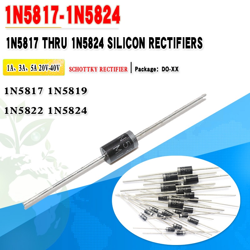 50 ชิ้น/ล็อต 1N5817 1N5819 IN5822 1N5824 Schottky ไดโอด
