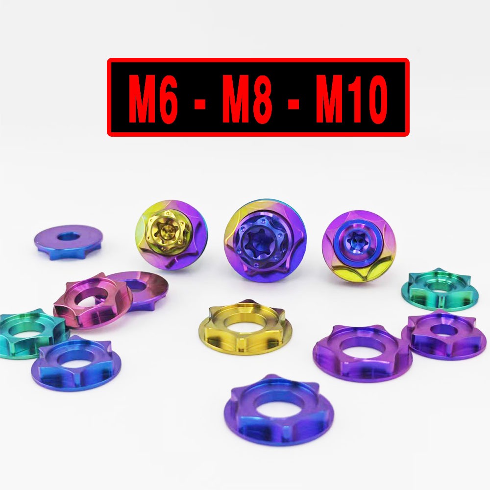 GR5 ไทเทเนียมหกชี้ star Countersunk เครื่องซักผ้า M6 M8 M10 Ti Spacer ปะเก็นสําหรับจักรยานรถจักรยานยนต์อุปกรณ์เสริม Bolt ปะเก็นสกรูเครื่องซักผ้า