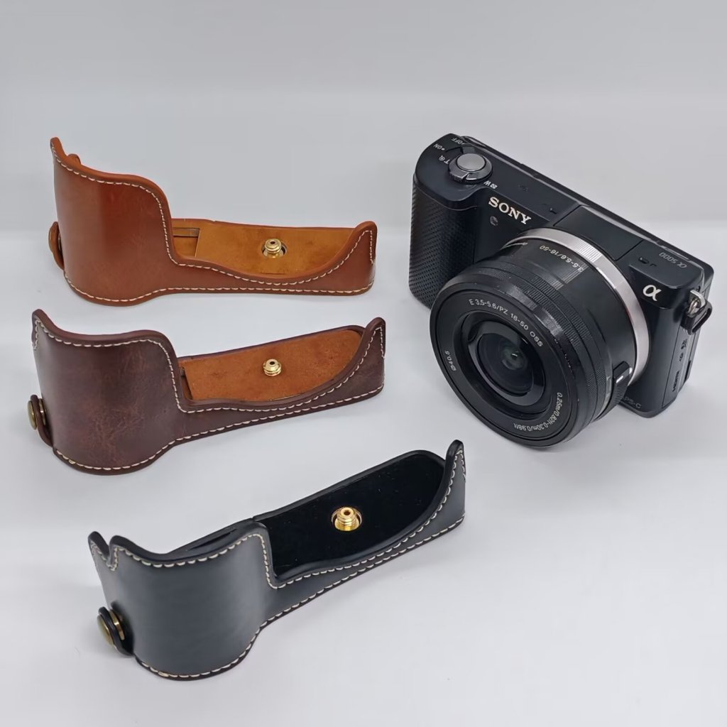 Leather Protect Half Case Grip strap for Sony Alpha A5000 A5100 Camera