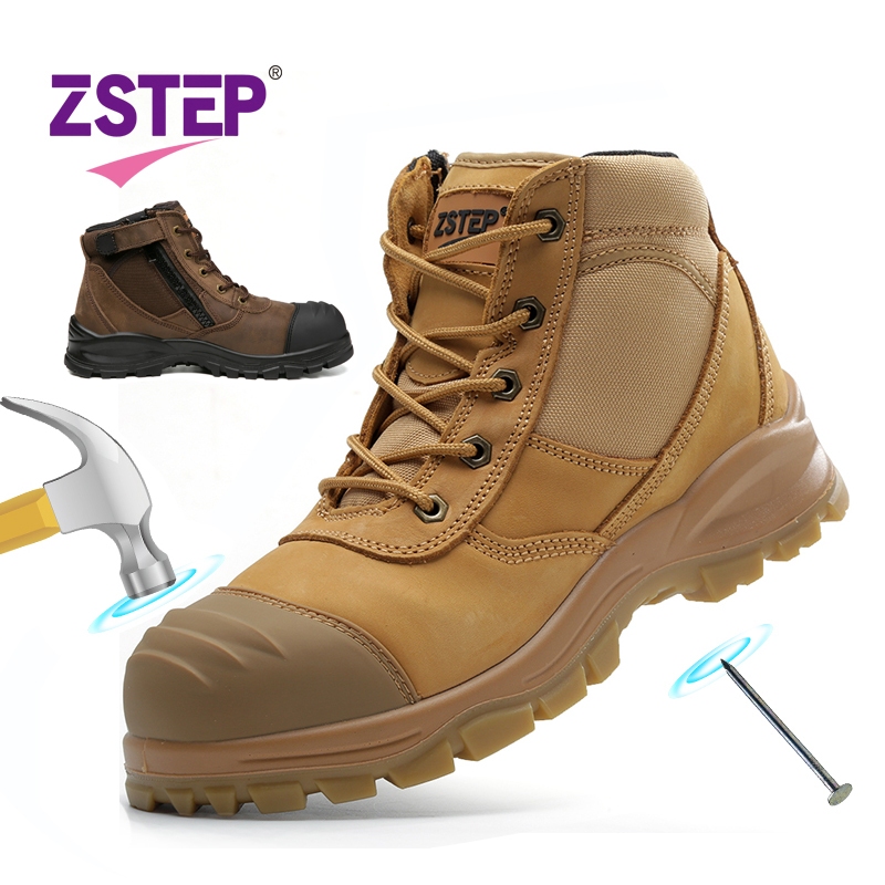 ZSTEP รองเท้านิรภัย Safety shoes รองเท้าหัวเหล็ก รองเท้าทำงานซิปกันน้ำ ขนาด 39-46
