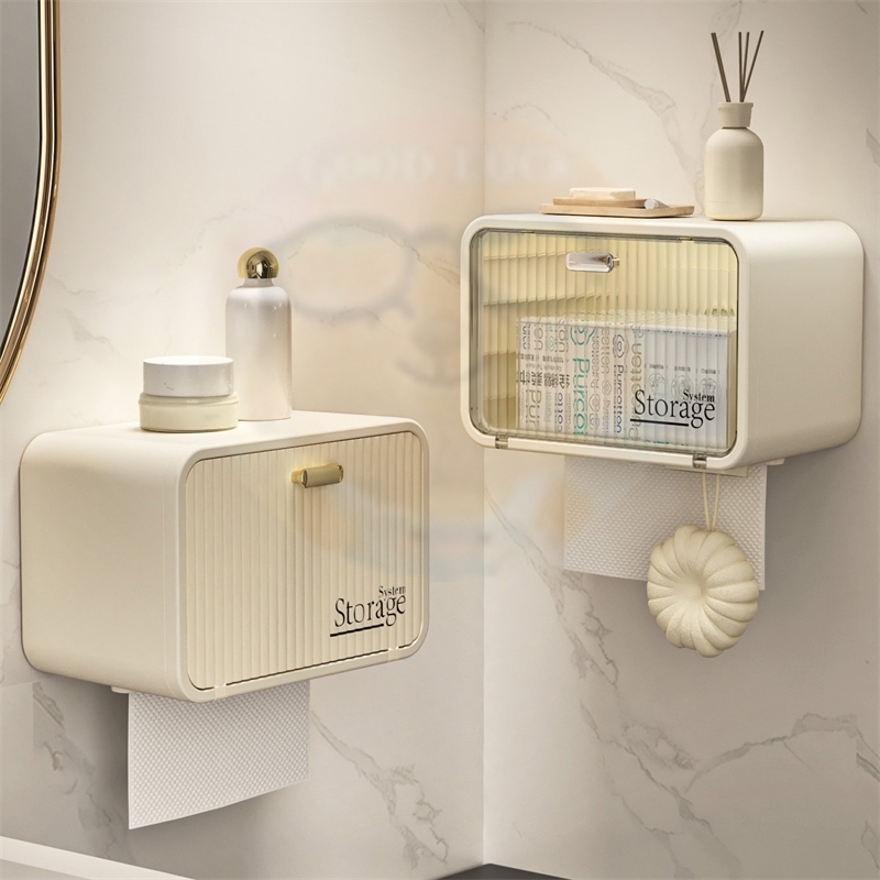 กล่องทิชชู่ติดผนัง กันน้ำ ไม่ต้องเจาะ ประหยัดพื้นที่ ใช้ได้ในห้องน้ำ