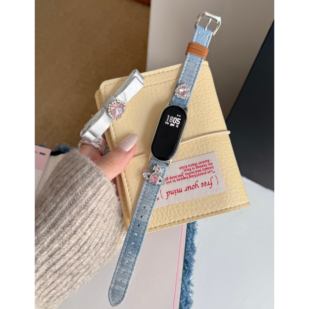 Diamond Denim สายนาฬิกาสําหรับ mi band 10 สาย Soft mi band 8/mi band 9 สายเปลี่ยน miband 8 สาย miban