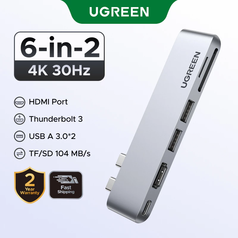Ugreen Dual Type C to USB 3.0 HDMI Hub สําหรับ MacBook Pro 2018