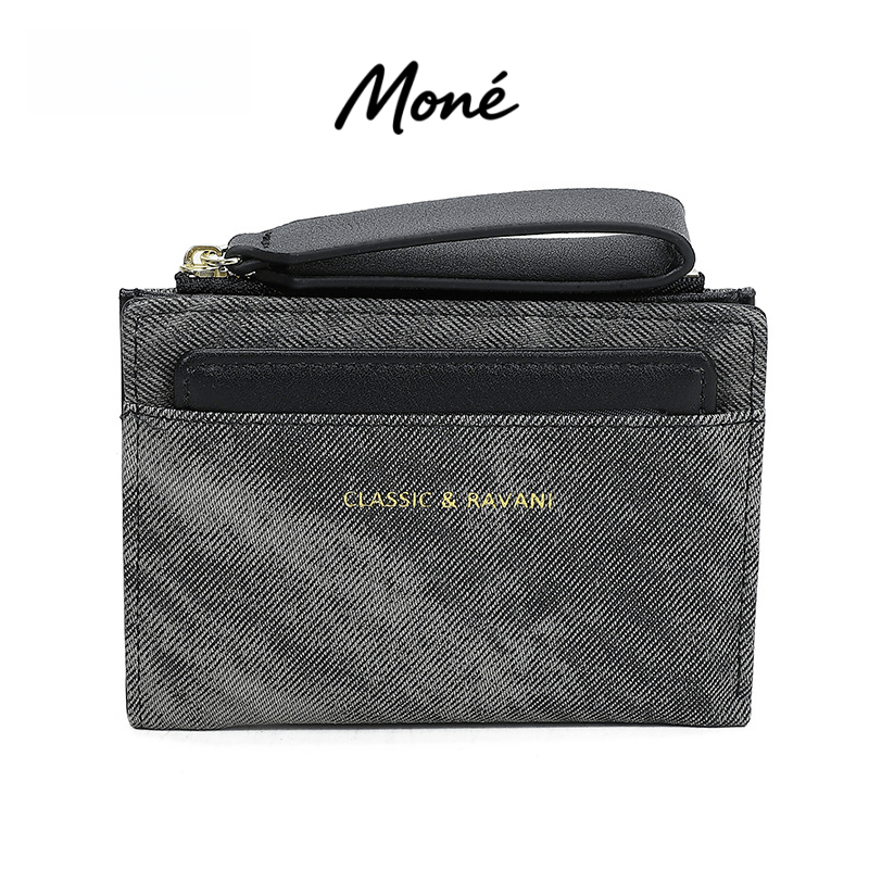 Moné.【COD&Ready stock】กระเป๋าสตางค์สุภาพสตรีสั้นพับดีนิมขนาดใหญ่กระเป๋าสตางค์สุภาพสตรีเป็นศูนย์