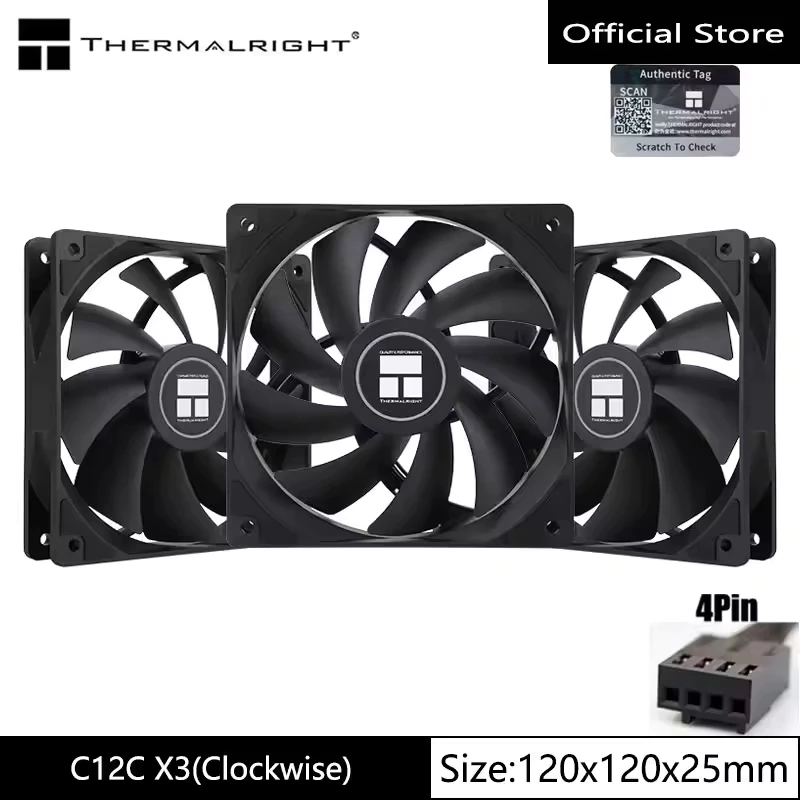 Thermalright 120 มม. พัดลมเคส TL-C12C/-S/CW-S/EXTREM พัดลมระบายความร้อน CPU 1550RPM 4pin PWM เงียบพัดลม Cooler S-FDB แบริ่ง CPU