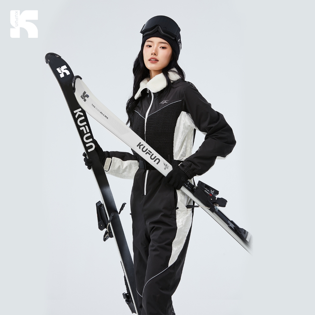 KUFUN ชุดสกีสำหรับผู้หญิง กันน้ำ มืออาชีพ ใช้ในฤดูหนาว