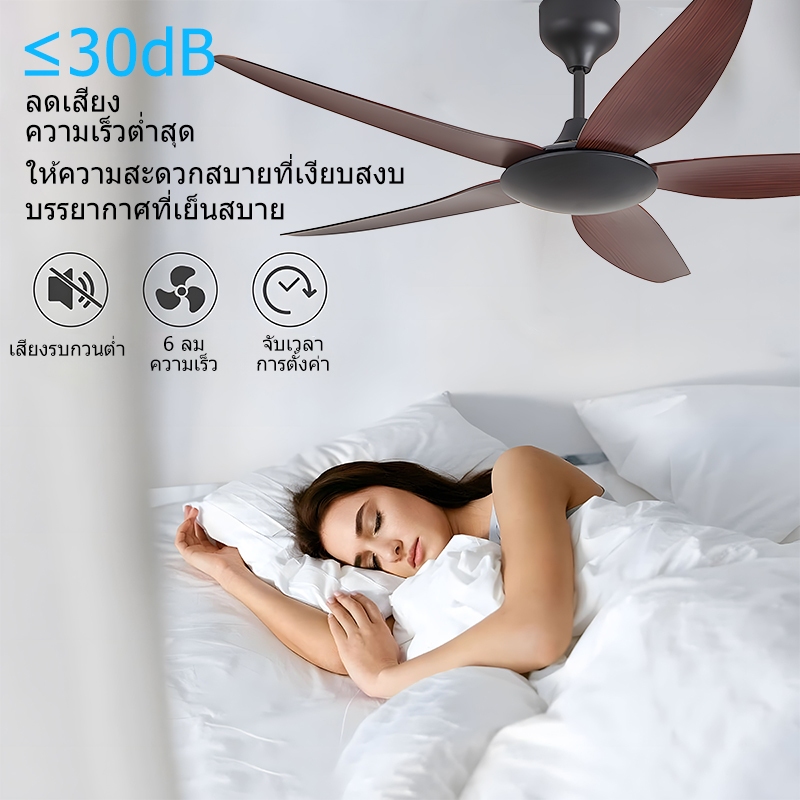 GOGEOUS พัดลมเพดาน 56 นิ้ว/52 นิ้ว/46 นิ้ว พัดลมเพดานขนาด ไม่มีไฟ มอเตอร์ DC ย้อนกลับได้ 6 ระดับความเร็ว ใบพัด 5 ใบ พร้อมรีโมท ในร่มที่ทันสมัยไม่มีแสงสําหรับห้องนอน/บ้านไร่/ลานบ้าน/ในร่ม พัดลมเพดานมินิมอล - รูปที่ 3