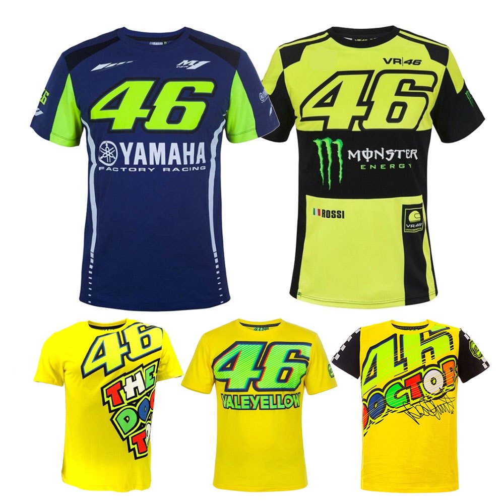 เสื้อยืด Valentino Rossi 46 MotoGP Yamaha Team สไตล์ผู้ชาย