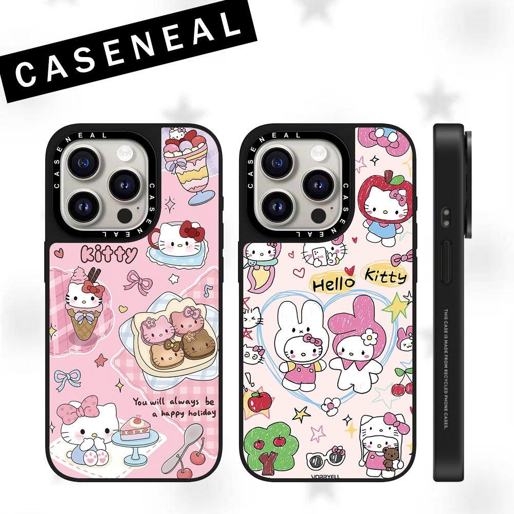 CASENEALขนมหวานKittyคุณภาพสูงกระจกเคสโทรศัพท์เหมาะสําหรับiPhone 17ProMax 17pro 17 air 16promax 16 15
