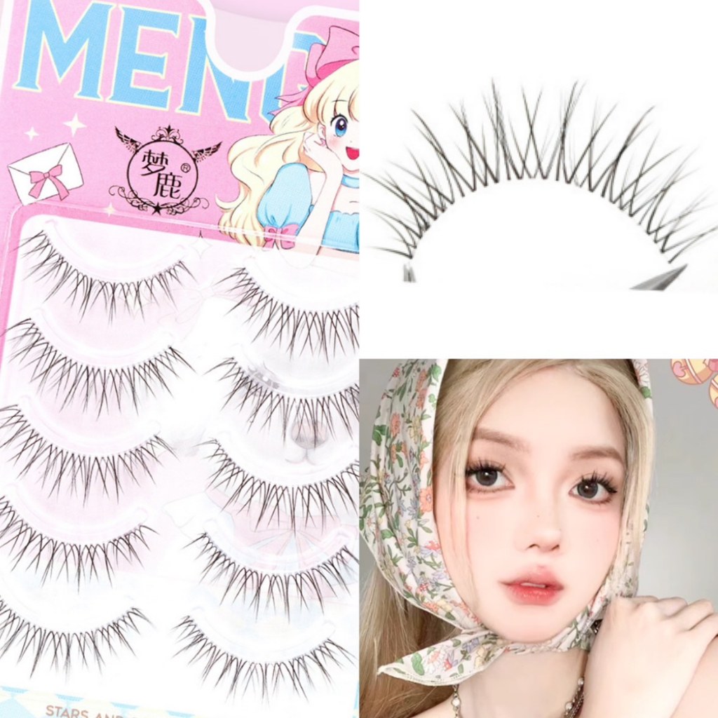 5 คู่ Clear Steam ขนตาปลอมธรรมชาติสไตล์หนาแน่นReusable Manga Cross Curling Big Eyes Lash